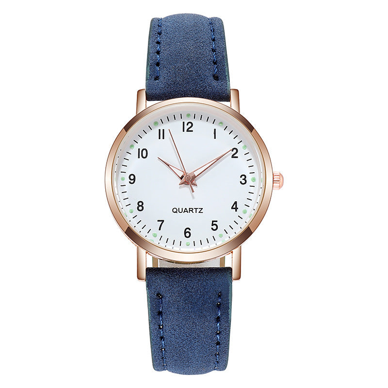 Ladies' quartz watch with brushed leather