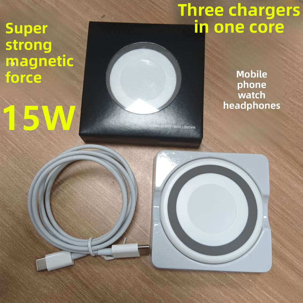 Magnetic three-in-one wireless charger