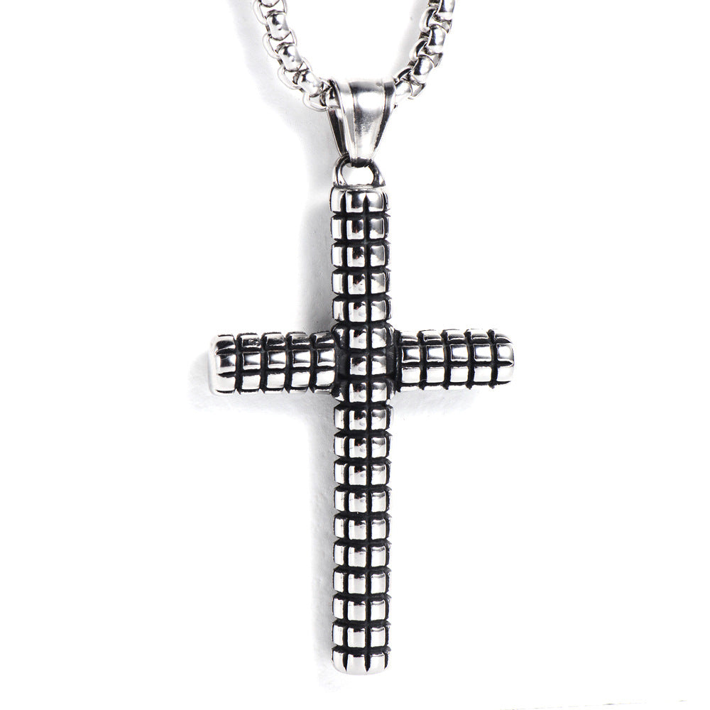 domineering double wolf head titanium steel pendant necklace