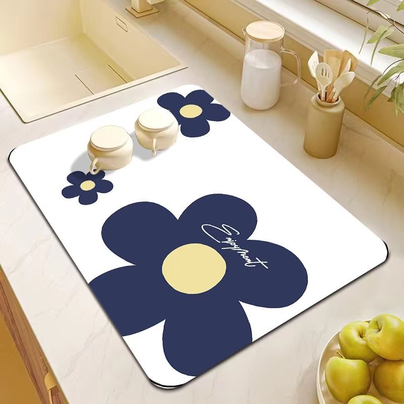 Cartoon Floral Non-Slip Absorbent Kitchen Bathroom Floor Mat