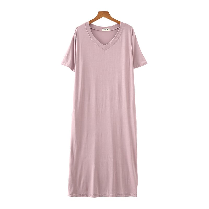 Women's V-Neck Modal Long Dress with Side Split