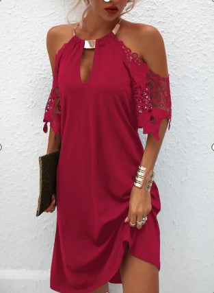 Patterned hollowed-out metal necklace-style dress