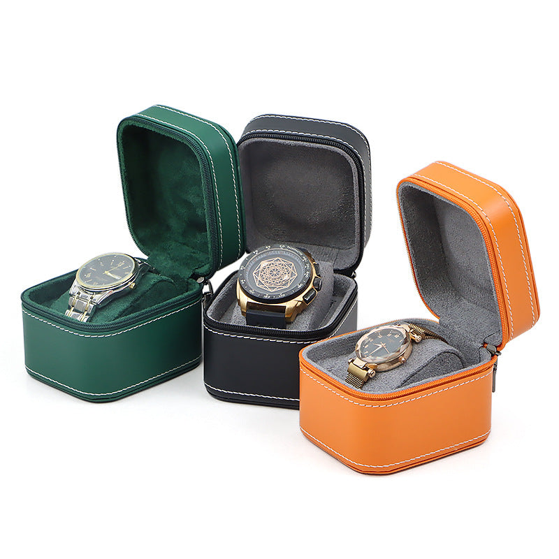 Advanced sense PU car line watch box business pocket watch watch portable zipper fashion jewelry box storage cross-border
