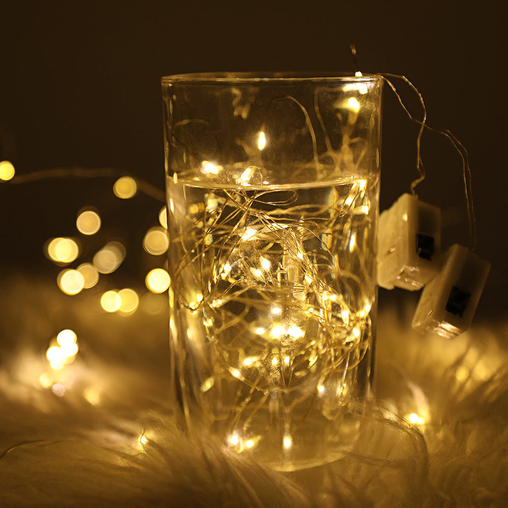 Led Copper Wire String Lights Three-gear LED Small White Box String Lights Express Gift Box Wave Ball Decorative Atmosphere Layout