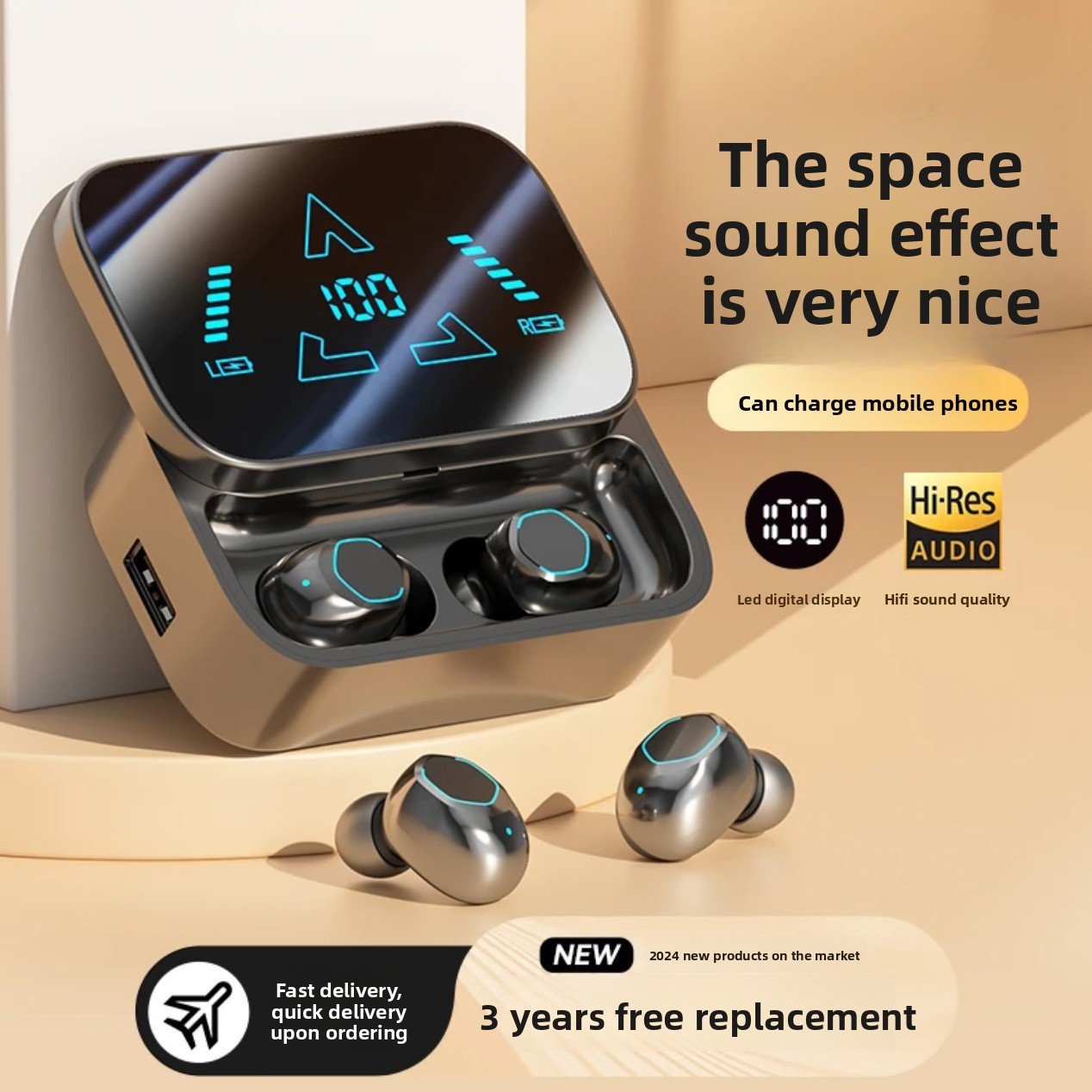 Bluetooth headphones with wireless noise cancellation and high sound quality