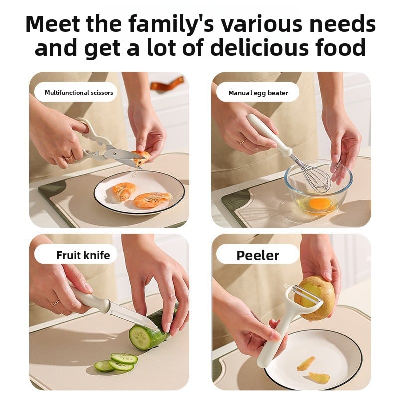 Kitchen Set Household Baby Food Supplemental Gadget Internet Celebrity Scissors Fruit Knife Bottle Opener Peeler Knife Six-piece Set