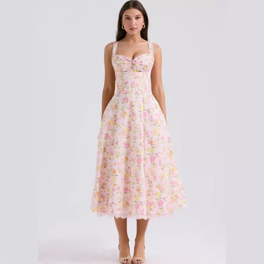 A high-end dress with a large lace hem
