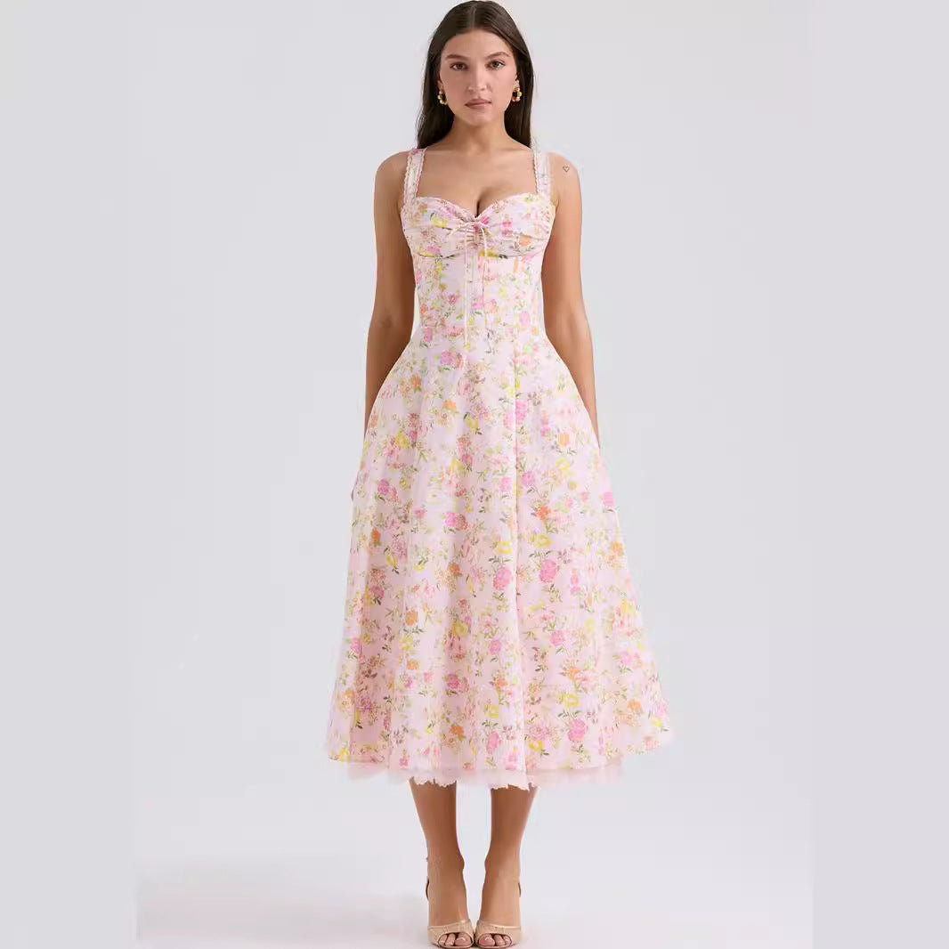 A high-end dress with a large lace hem