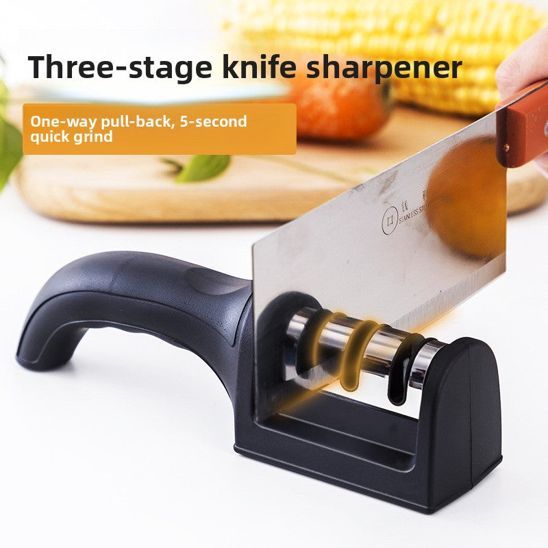 Kitchen 3-section knife sharpener