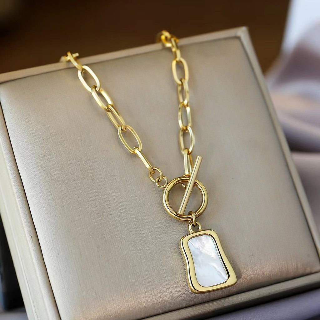 Geometric Titanium Steel OT Buckle Necklace