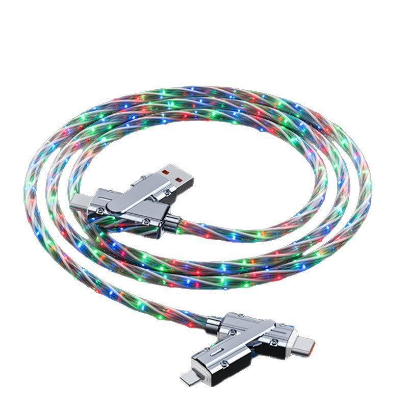 Luminous gradient zinc alloy four-in-one multi-functional charging cable