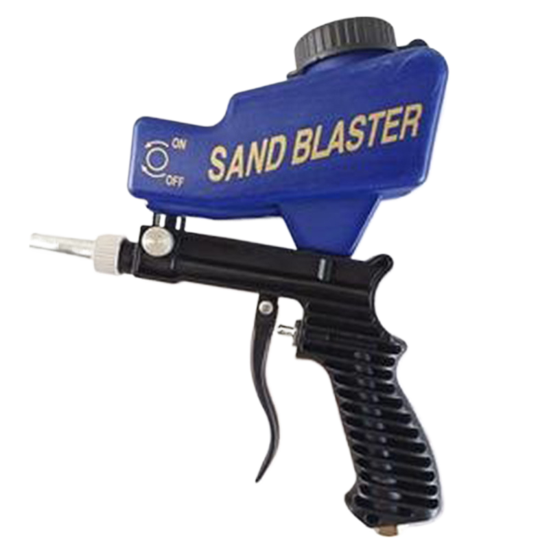 Compact handheld pneumatic sandblasting gun