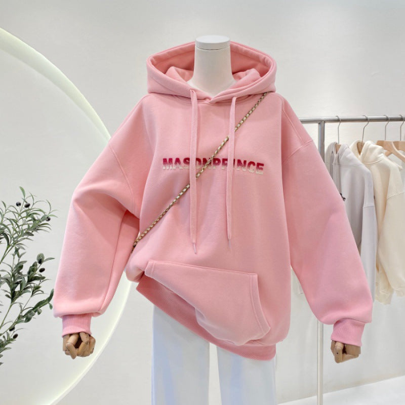 A Korean version of a niche casual hoodie with a letter hood