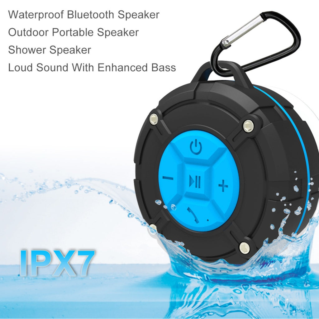 Waterproof Bluetooth Speaker with Suction Cup and Hook