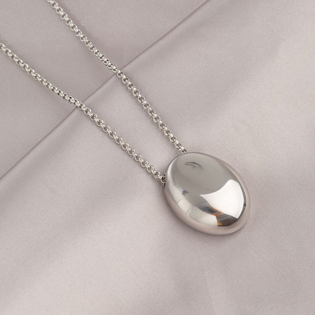Titanium Steel Oval Pendant Necklace