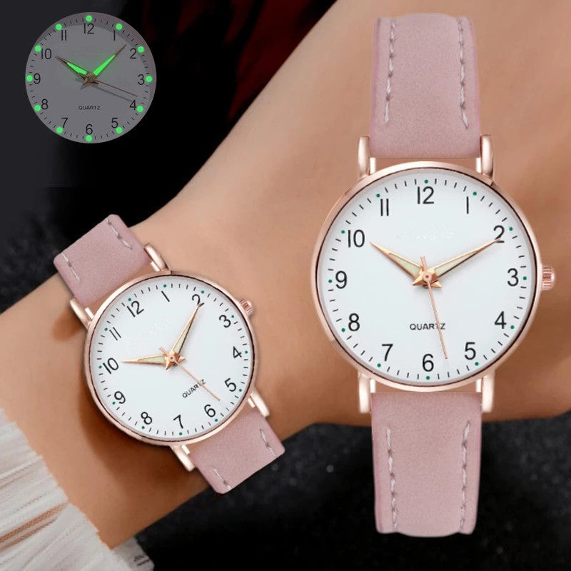 Ladies' quartz watch with brushed leather