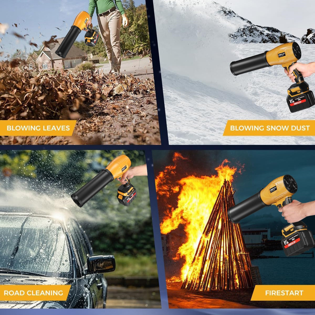 High-Power Lithium Battery Blower with Stepless Speed Control