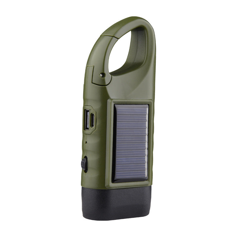 Solar Hand-Crank Flashlight with LED Emergency Light