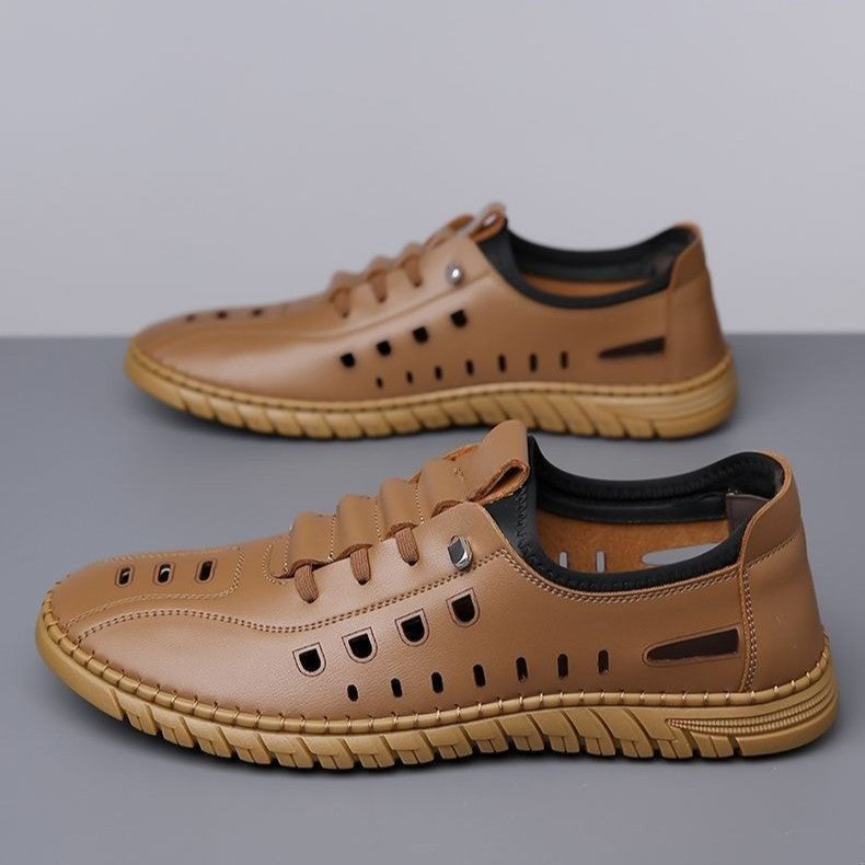 Men's Hollow Breathable Leather Shoes