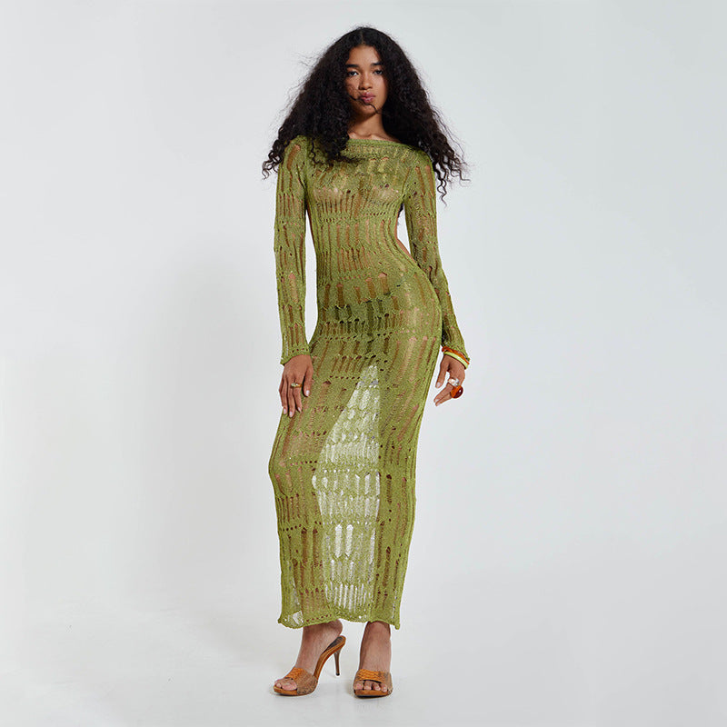 Knitted hollowed-out bikini swimsuit