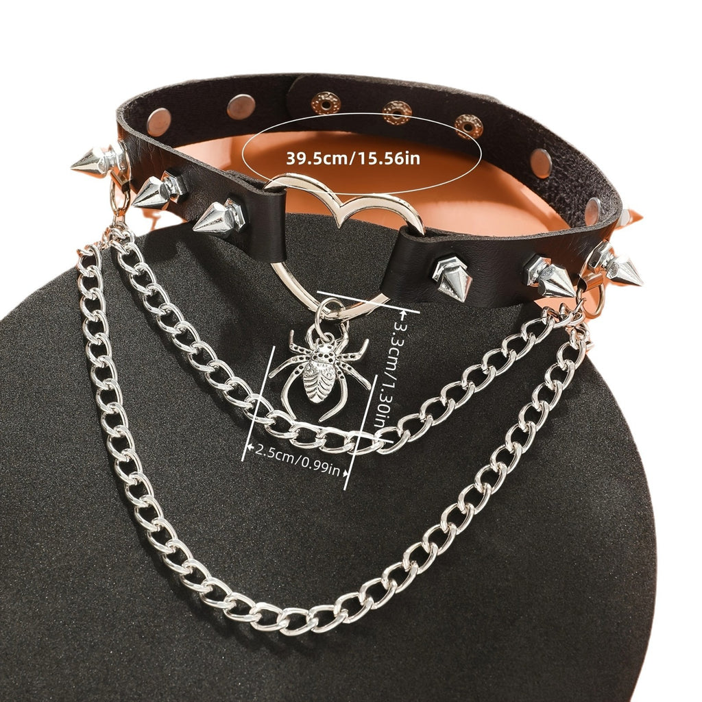 Black Punk Rock PU Collar Necklace for Women