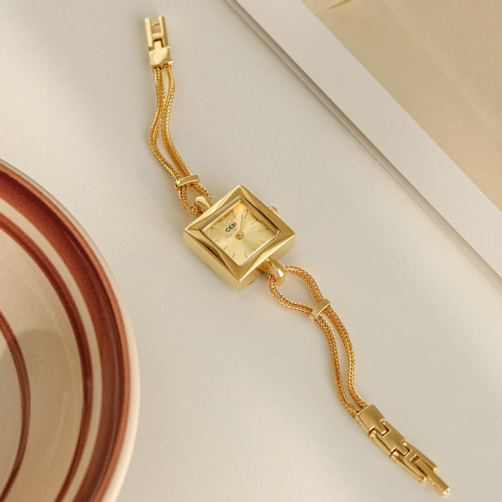 gedi vintage small sugar Cube Ladies' simple and elegant bracelet watch