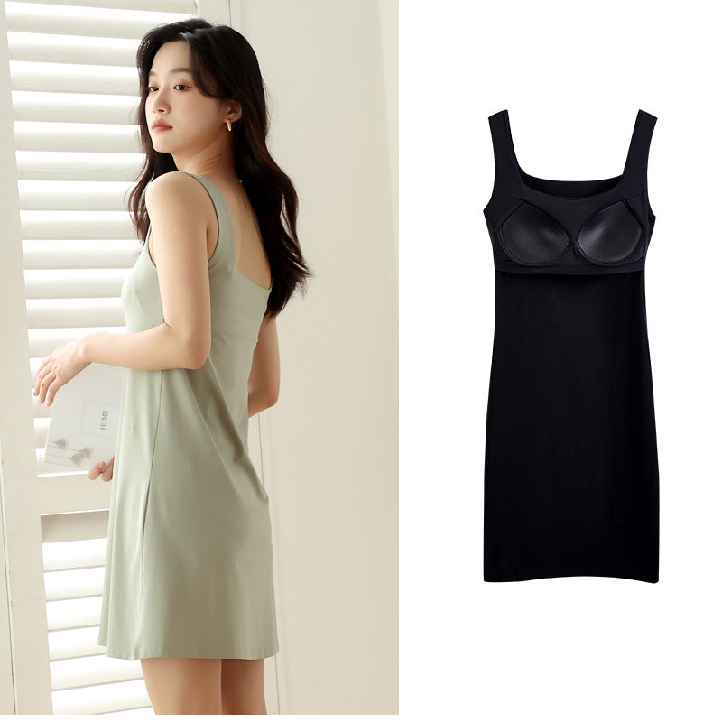 Base layer dress with built-in bra support
