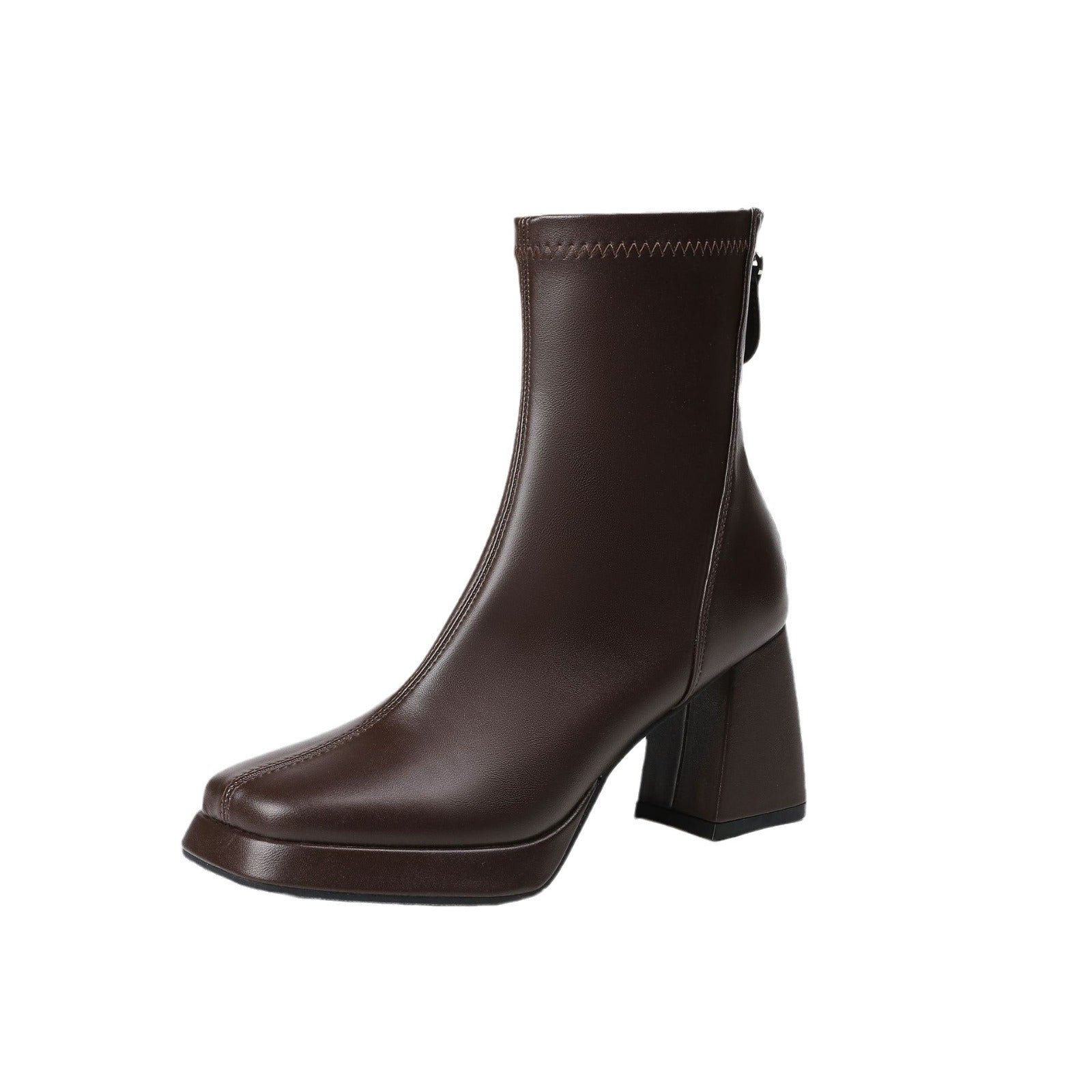 French high-heeled waterproof boots