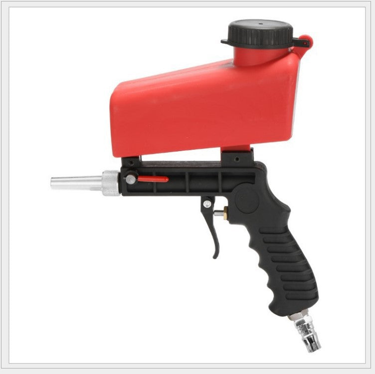Compact handheld pneumatic sandblasting gun