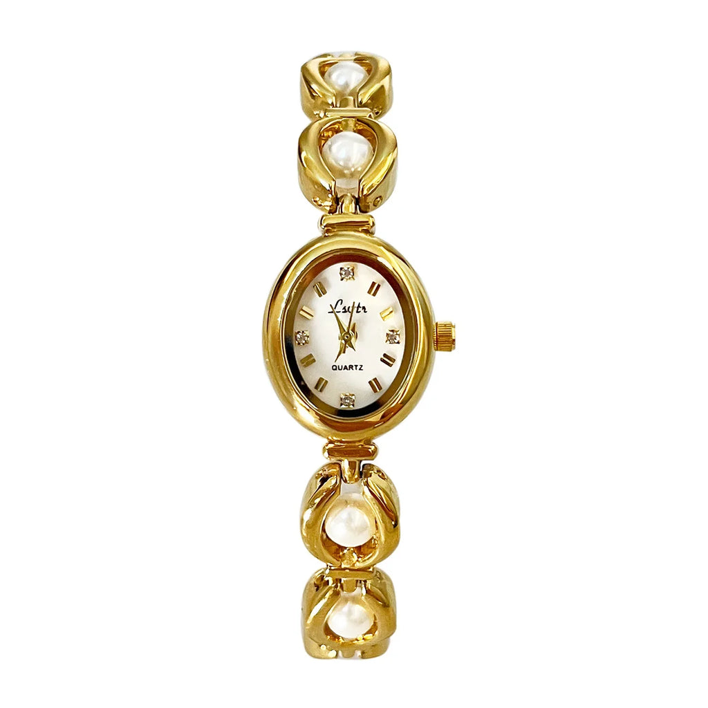 A mid-history light luxury imitation pearl watch with elegant bracelet for women