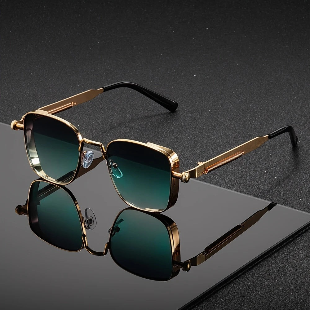 Retro Steampunk Metal Sunglasses Square Frame UV Protection