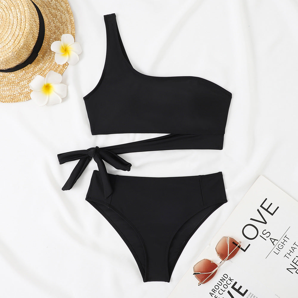 High-waisted sexy two-piece bikini swimsuit