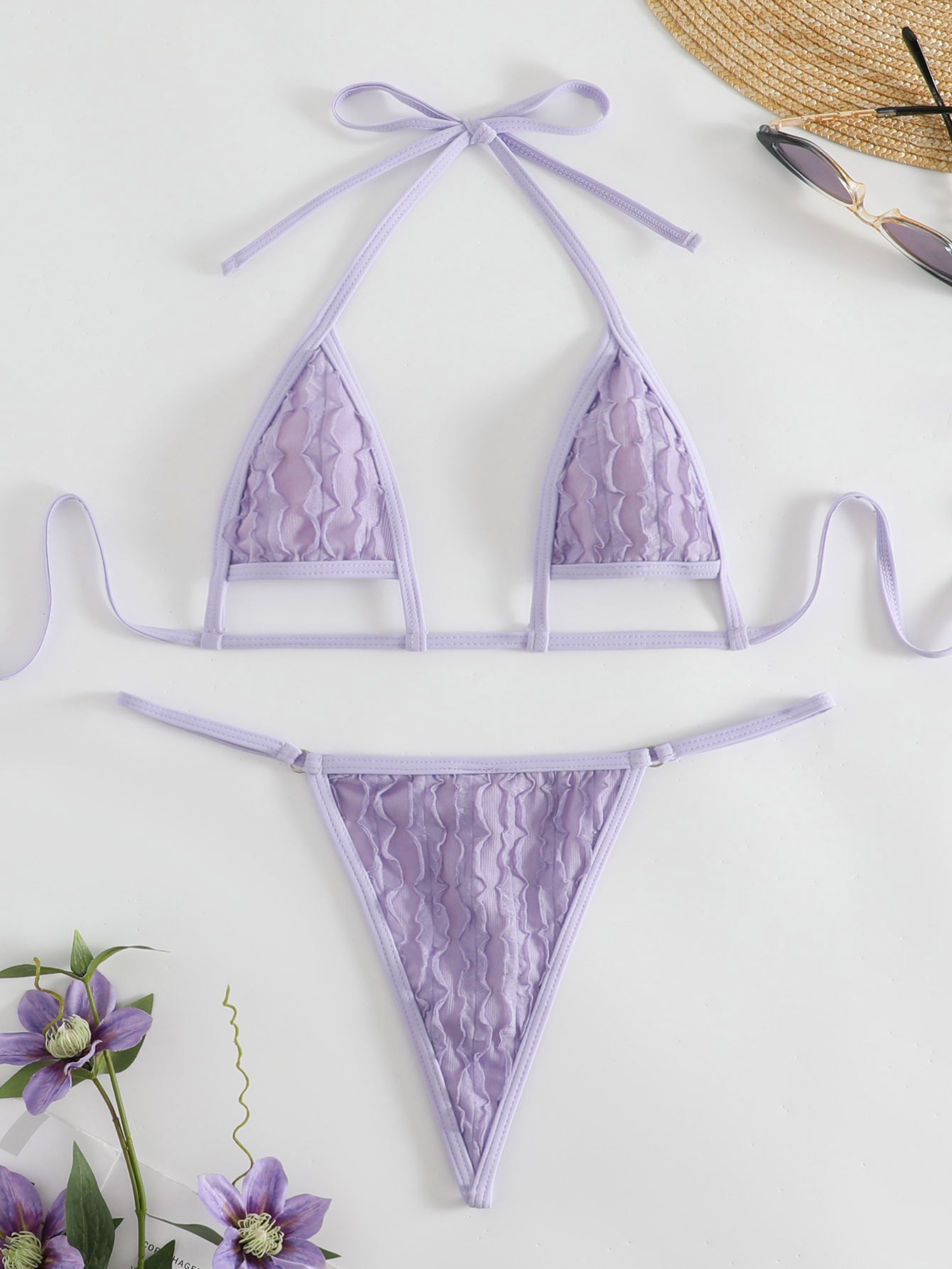 Three-dimensional petal bikini swimsuit