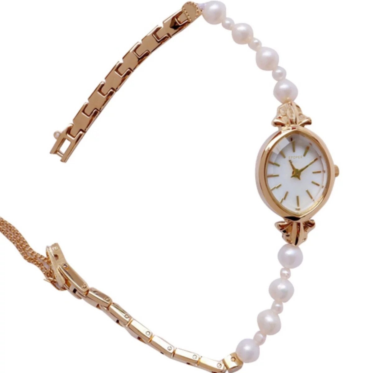 Ins Style Pearl Bracelet Women's Quartz Watch Simple Light Luxury Retro Fashion Elegant Niche Trend High Beauty Value