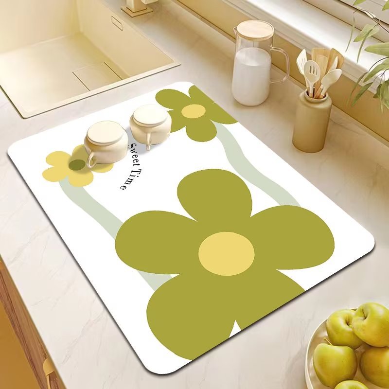 Cartoon Floral Non-Slip Absorbent Kitchen Bathroom Floor Mat