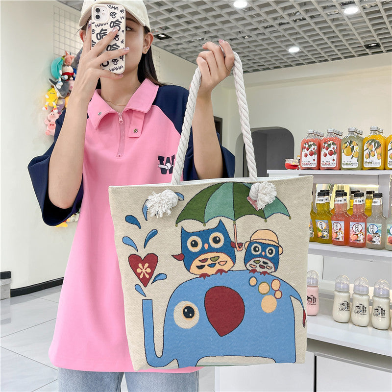 Canvas shoulder bag, simple tote bag for tutoring/study