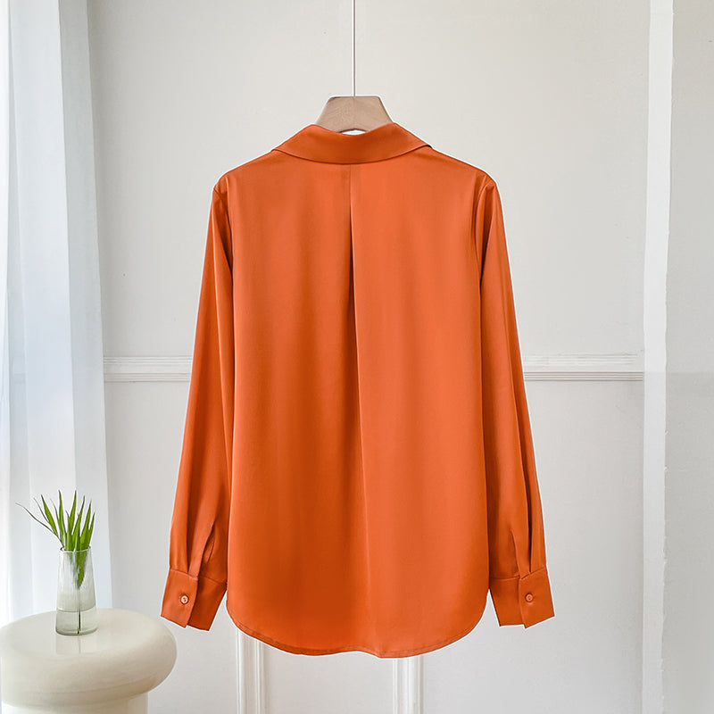 Elegant Orange Satin Shirt