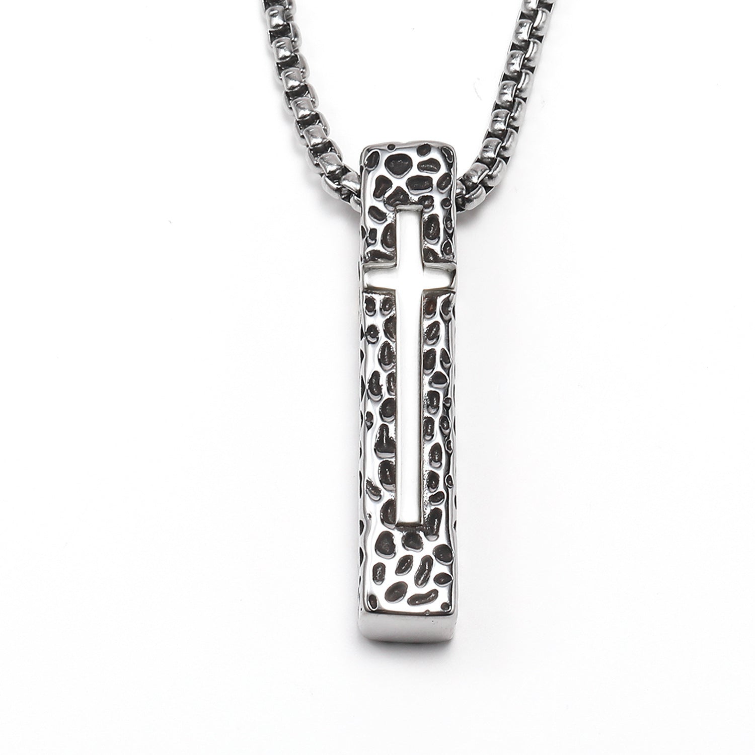 domineering double wolf head titanium steel pendant necklace