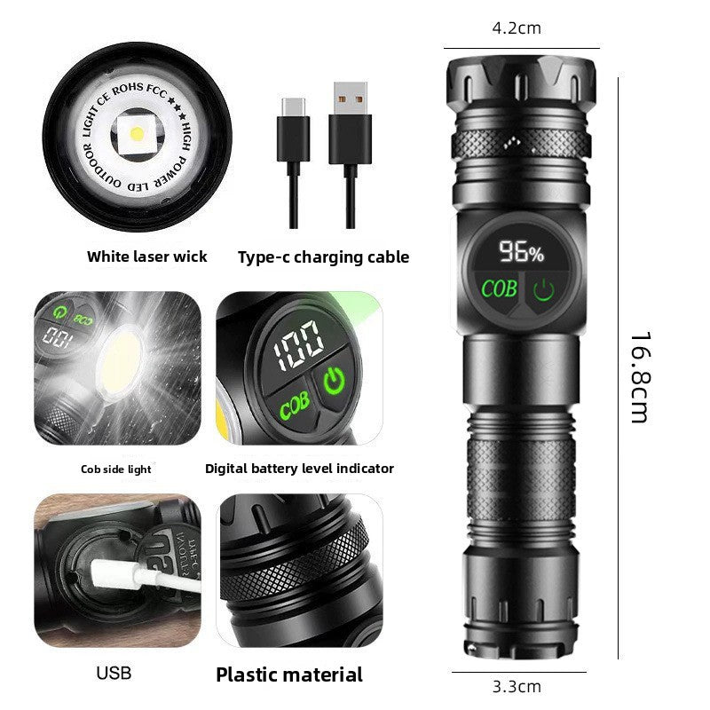 Intelligent Digital Display LED Flashlight with Magnetic Base
