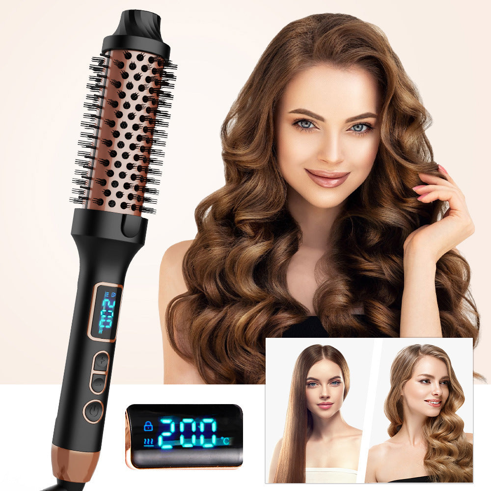 Adjustable temperature ceramic electric hair curling comb