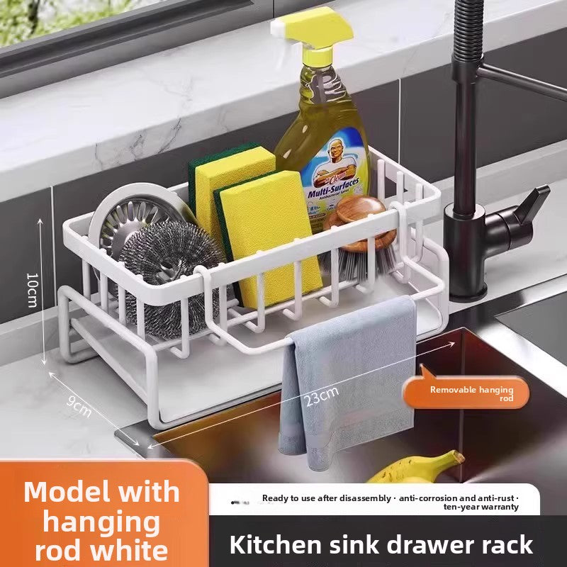 Kitchen storage rack, rag storage and draining rack