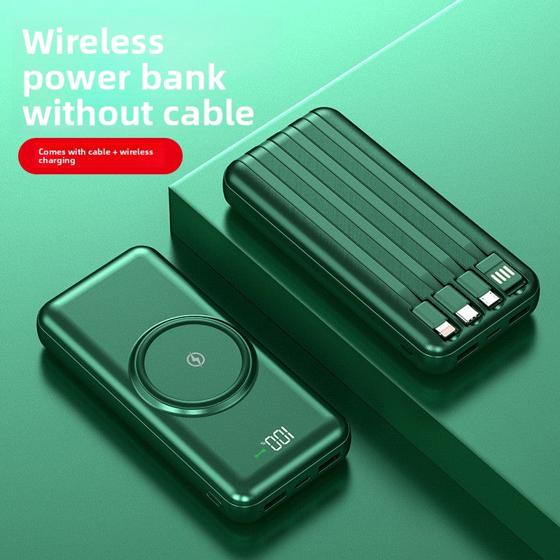 Wireless Charging Power Bank with Built-in Cable