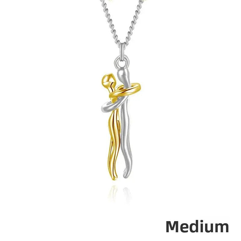 Couple Embrace Pendant Necklace