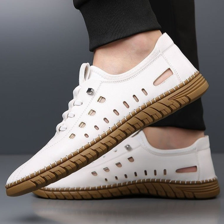 Men's Hollow Breathable Leather Shoes