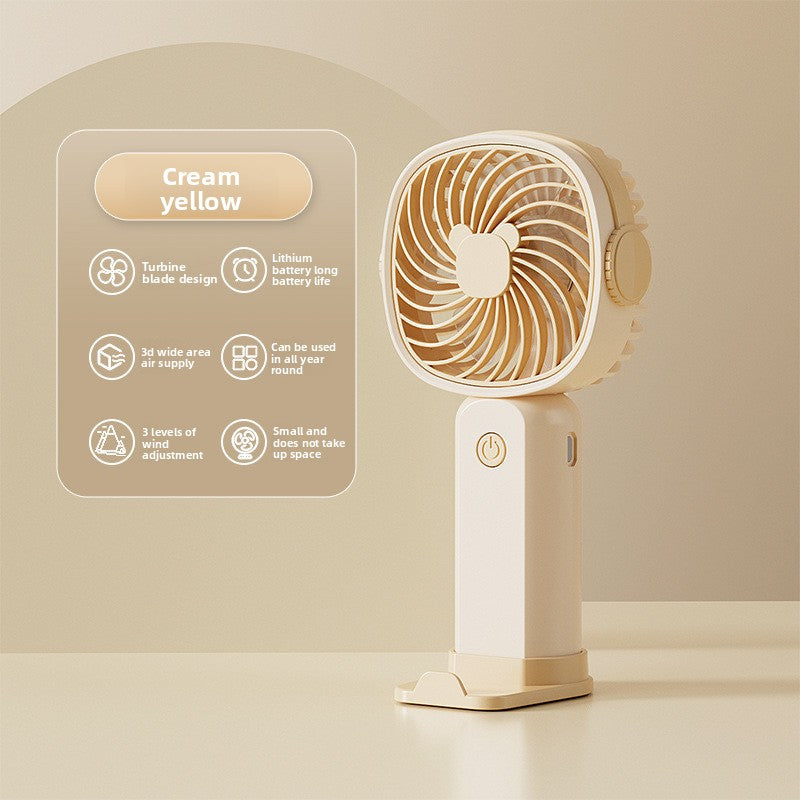 Handheld USB Rechargeable Mini Fan with Phone Holder