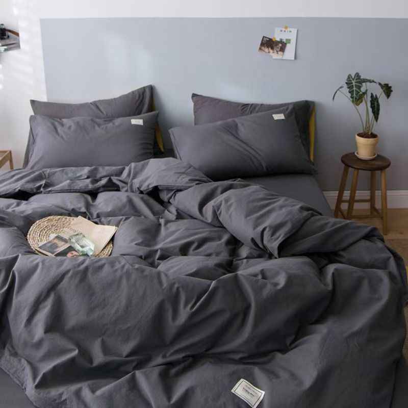 Four-piece Set Nordic Style Wash Cotton Quilt Cover Net-red Bed Sheet Student Dormitory Bedding