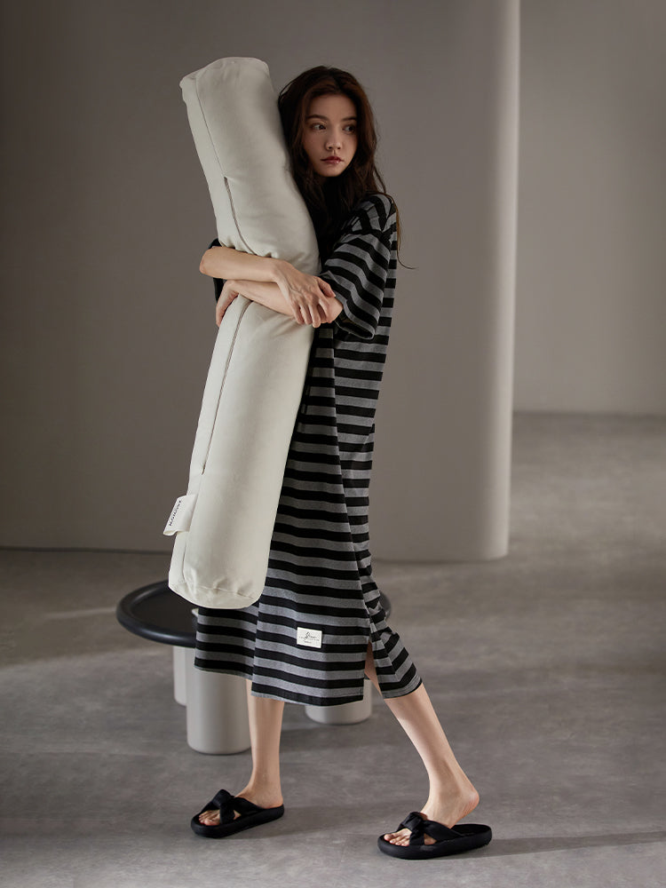 Pure cotton short-sleeved striped pajamas