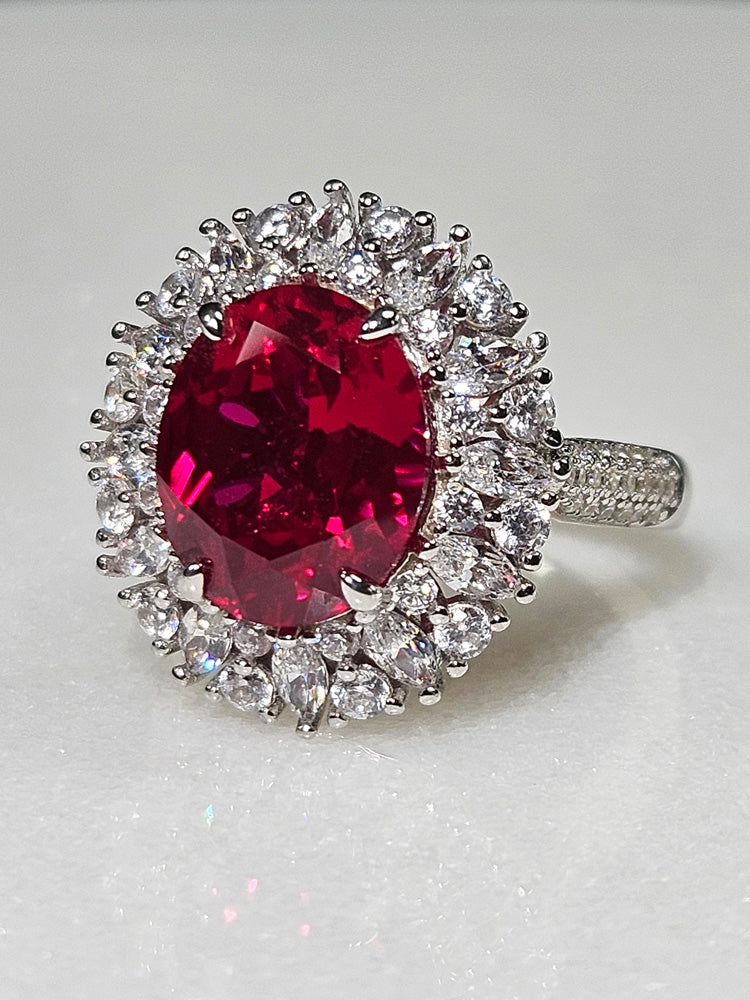 Grand pigeon blood red gemstone diamond ring