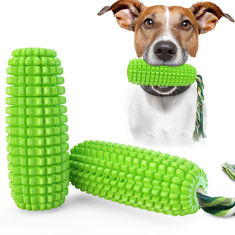 Dog Chew Toy ? Corn-Shaped Squeaky Molar Toothbrush Stick