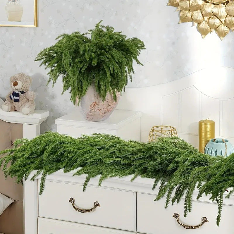 Simulated Pine Needle Rattan Christmas Wreath